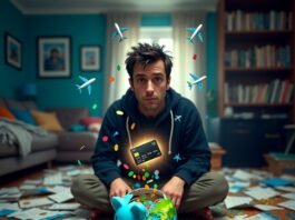 Best Travel Credit Cards for Big Rewards (and No Annual Fees) Frazzled guy with cracked globe piggy bank and glowing credit card