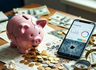 How Financial Management Can Help You Build Lasting Wealth Cracked piggy bank leaking coins on cluttered desk with ants.