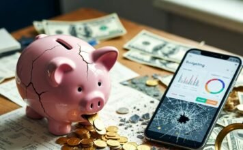 How Financial Management Can Help You Build Lasting Wealth Cracked piggy bank leaking coins on cluttered desk with ants.