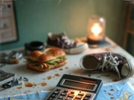 Retirement Calculator: Plan Your Dream Life in Minutes Cluttered table with calculator, bills, Hawaiian postcard,