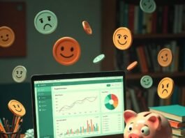 Best Personal Finance Software to Master Your Money Cluttered desk at night with overdraft alert and sad dollar rain