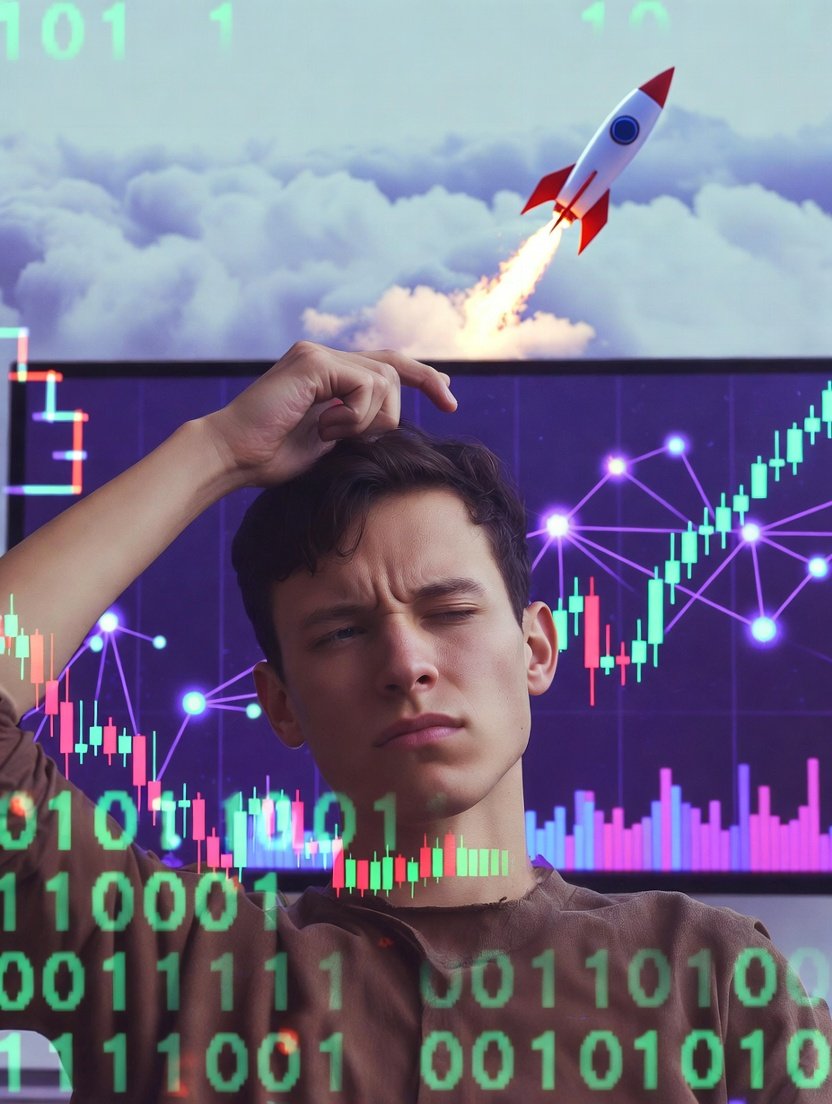 chaotic Wall Street trading floor with glowing holographic AI chaotic Wall Street trading floor with glowing holographic AI