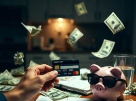 How to Improve Your Credit Score by 100 Points in 90 Days? Exhausted hand clutching maxed credit card on stained report