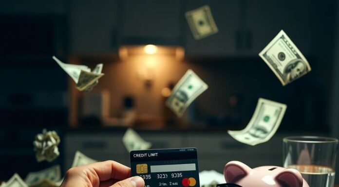 How to Improve Your Credit Score by 100 Points in 90 Days? Exhausted hand clutching maxed credit card on stained report