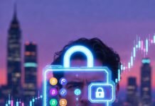 How to Invest in Cryptocurrency Safely in 2025 3 a.m. cluttered desk with hardware wallet and crashing crypto charts