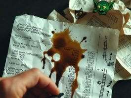 How to Manage Credit Card Debt Without Feeling Overwhelmed? Crumpled credit card statement with coffee stain and doodled escape ladders