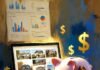 How to Invest in Real Estate Without Buying Property Impressionistic painting of a wallet, REIT charts, and ghost mansions.
