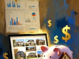 How to Invest in Real Estate Without Buying Property Impressionistic painting of a wallet, REIT charts, and ghost mansions.