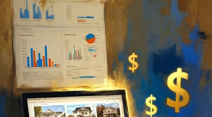How to Invest in Real Estate Without Buying Property Impressionistic painting of a wallet, REIT charts, and ghost mansions.
